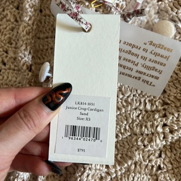 LoveShackFancy Junice Crop Cardigan in Sand